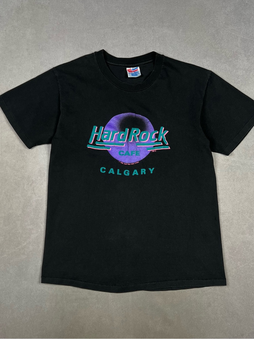 Hard Rock Cafe Black Tee with Teal and Purple Logo